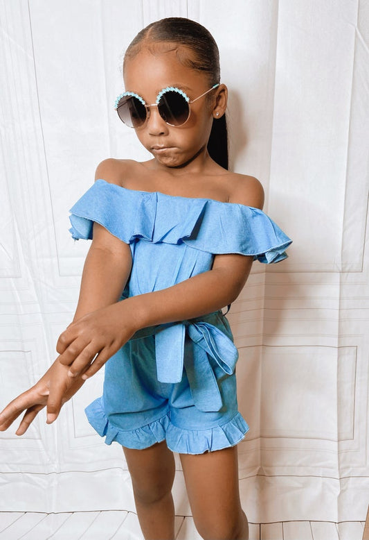 Ruffle Denim Romper